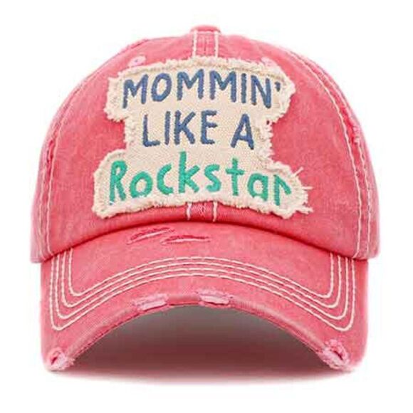 2/$30 Ladies Pink Mommin Like a Rockstar Baseball Cap - Picture 1 of 4